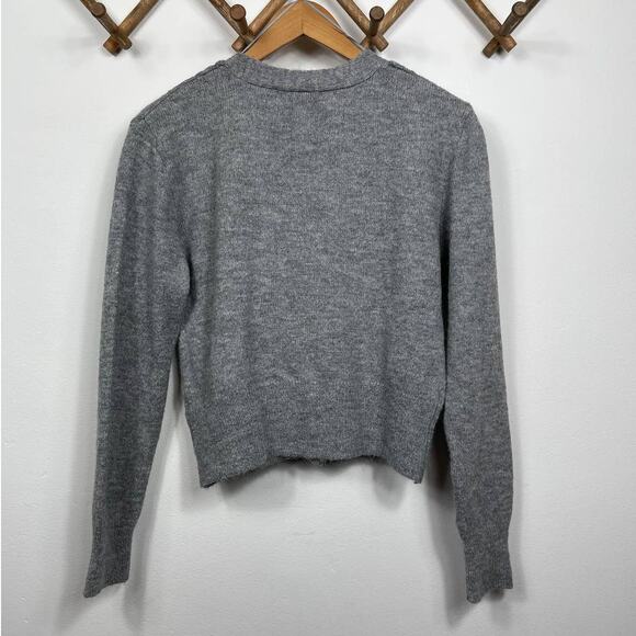 Zara V-Neck Cardigan in Gray Women's Size L - Picture 2 of 9